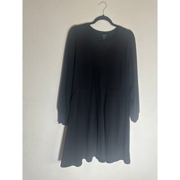 Torrid Women's Black Long Sleeve Fit & Flare Dress Soft Stretchy Casual Chic - Picture 8 of 13